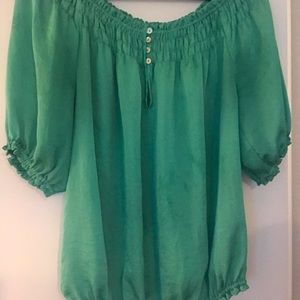 Violet & Claire Teal green shiny top